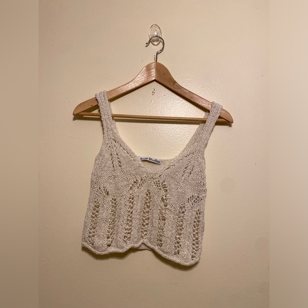 Acne Cream Openwork Knit Camisole. Size XXS